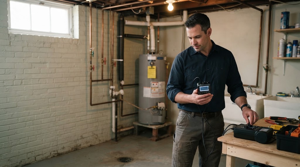 Leak detection expert in Bayonne using diagnostic equipment